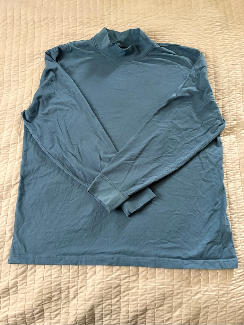 L.L. Bean Men's Long-Sleeve Mock Neck Shirt - Teal Blue